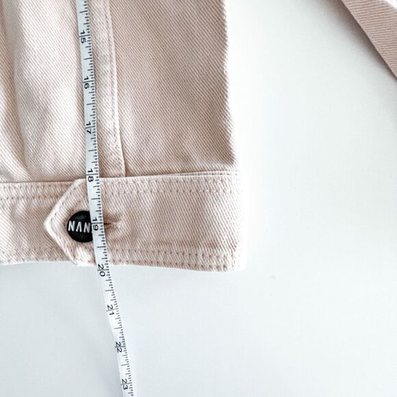 Nana Judy Womens Jean Jacket Cropped Button Cuffs Chest Pockets Lined Blush Sz M - Picture 7 of 7